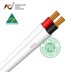 2X16mm2 PVC Flat 450/750V Red Black Cores with White Sheath 500m